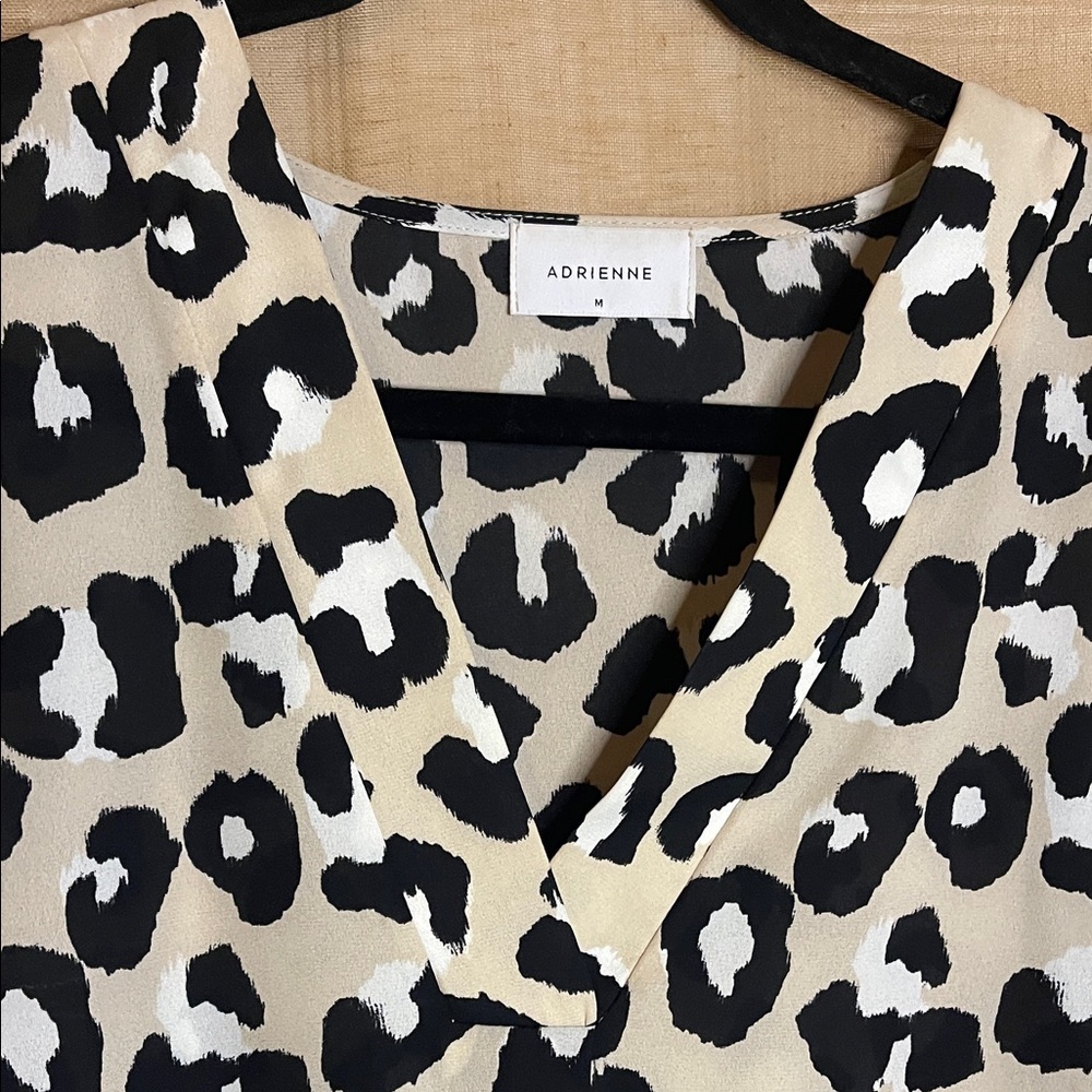 Adrienne Black and Cream Leopard Print Blouse - Picture 3 of 9